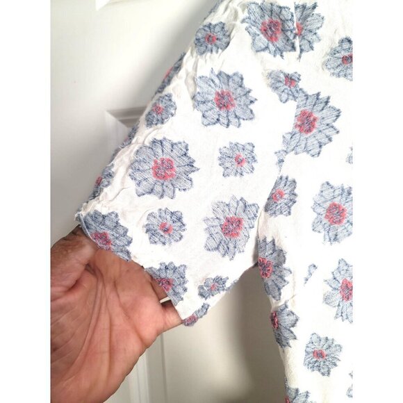 Loft Floral Button-Down Midi Sunday Dress With Puff Sleeves & Tie Detail SZ 0p - Picture 5 of 10